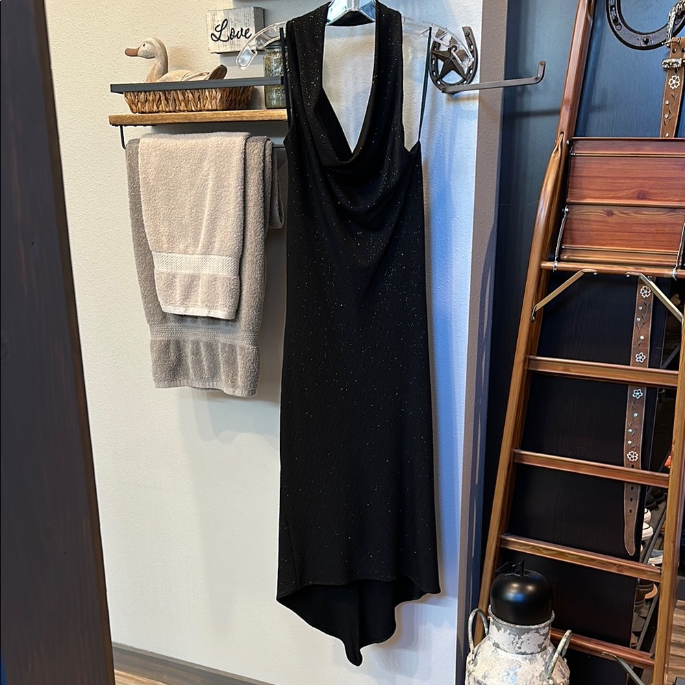 White House Black Market Asymmetrical Black Cocktail Gown
